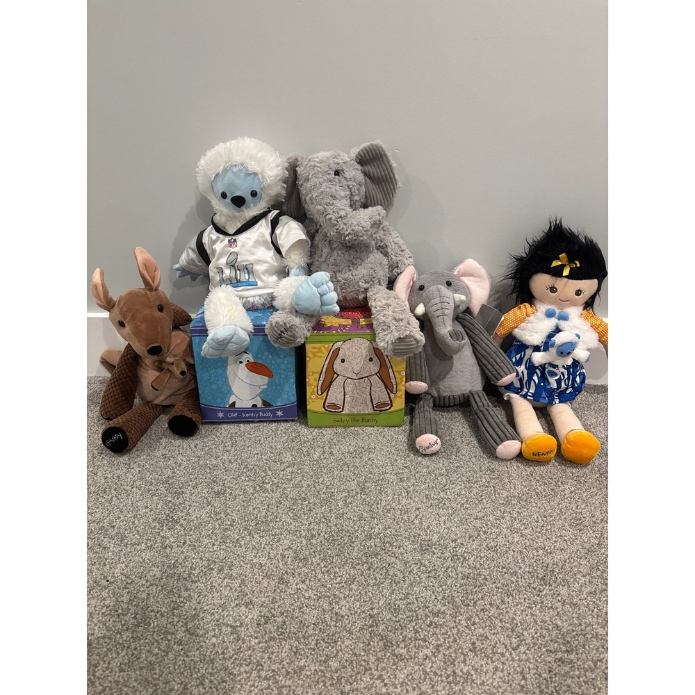 Lot of 7 scentsy buddies Olaf, Bailey bunny and more